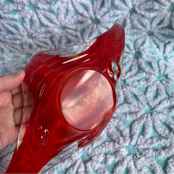 Vintage Art Glass orange / red chalet style glass decor MCM - Picture 5 of 9